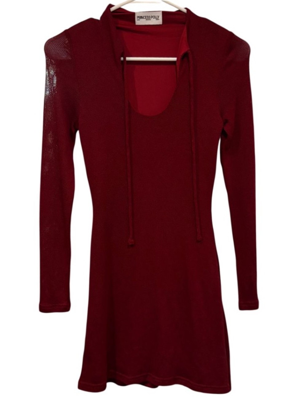 Princess Polly Primavera Long Sleeve Mini Dress Wine